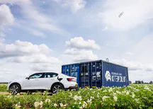 Offgrid-charging a battery electric vehicle with kite power in Dirksland, the Netherlands.