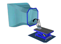 TU Delft LEI V3 kite scale model in the test section of the [Open Jet Facility (OJF)](https://www.tudelft.nl/lr/organisatie/afdelingen/flow-physics-and-technology/facilities/low-speed-wind-tunnels/open-jet-facility).