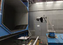 TU Delft LEI V3 kite scale model in the test section of the [Open Jet Facility (OJF)](https://www.tudelft.nl/lr/organisatie/afdelingen/flow-physics-and-technology/facilities/low-speed-wind-tunnels/open-jet-facility).