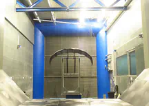 Perspective from inside the [Open Jet Facility (OJF)](https://www.tudelft.nl/lr/organisatie/afdelingen/flow-physics-and-technology/facilities/low-speed-wind-tunnels/open-jet-facility) exit nozzle on the TU Delft LEI V3 kite scale model.