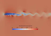 Direct numerical simulation of the flow past a leading edge inflatable tube wing.